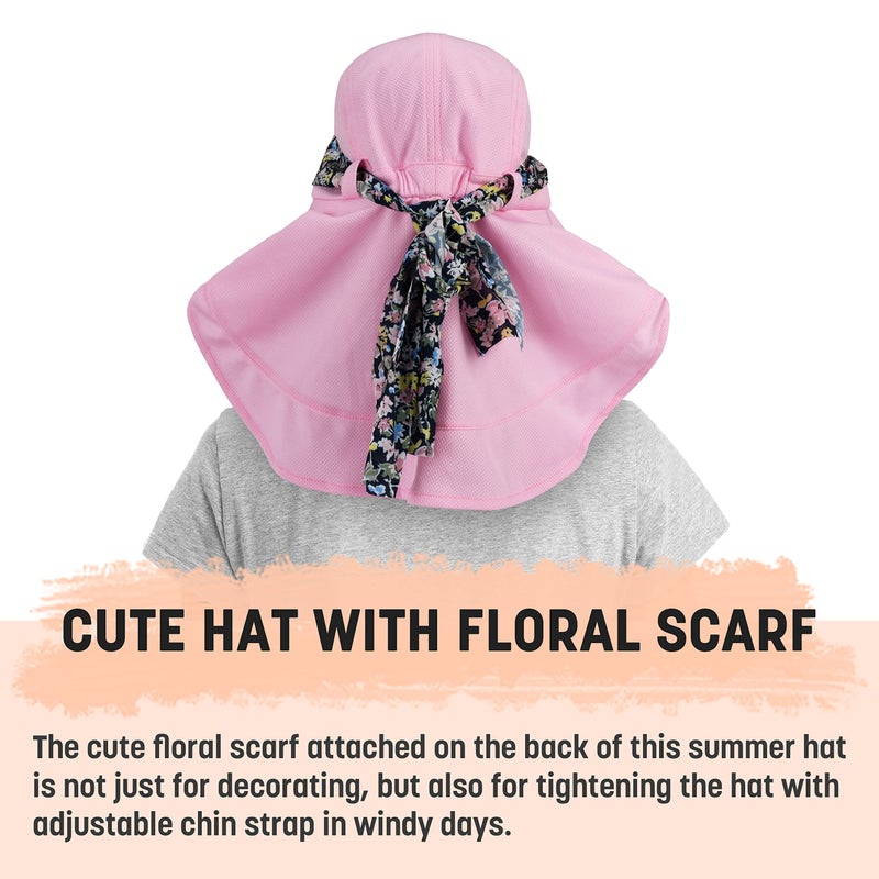 Solaris UPF 50+ Women's Wide Brim Sun Hat â€“ Lightweight Foldable with Detachable Scarf & Neck Cover, UV Protection for Hiking, Beach, Gardening - Image 4
